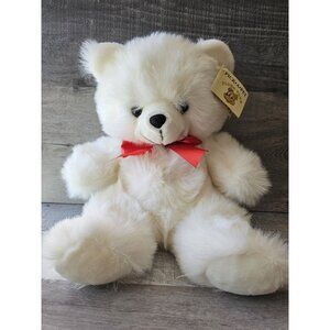 Vtg Brooklyn Doll Toy 16" White Teddy Bear Red Ribbon Pick a Pet Plush New